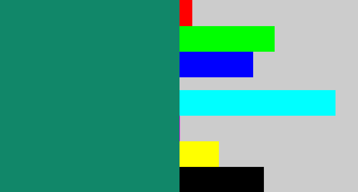 Hex color #118769 - blue green