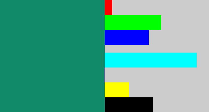 Hex color #118a6a - blue green