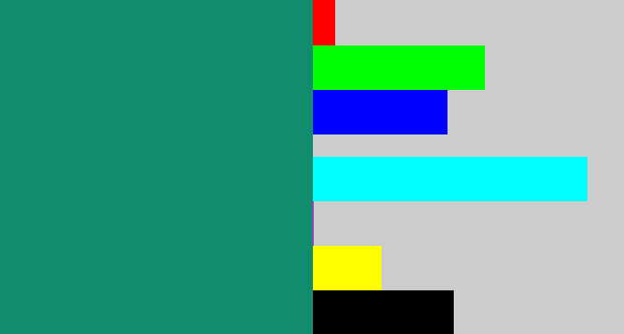 Hex color #118d6e - blue green