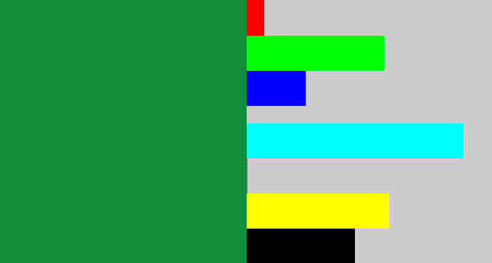 Hex color #118e3c - kelley green