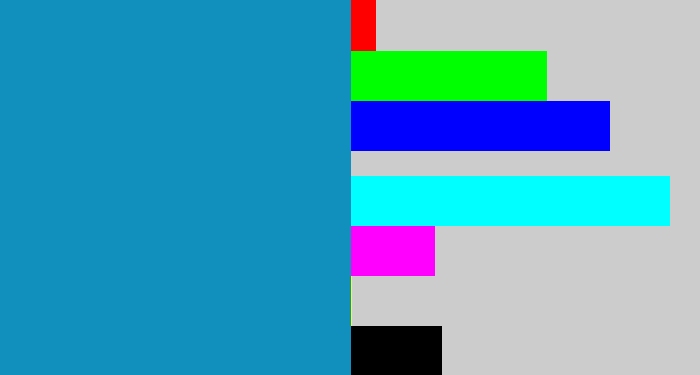 Hex color #118fbd - water blue