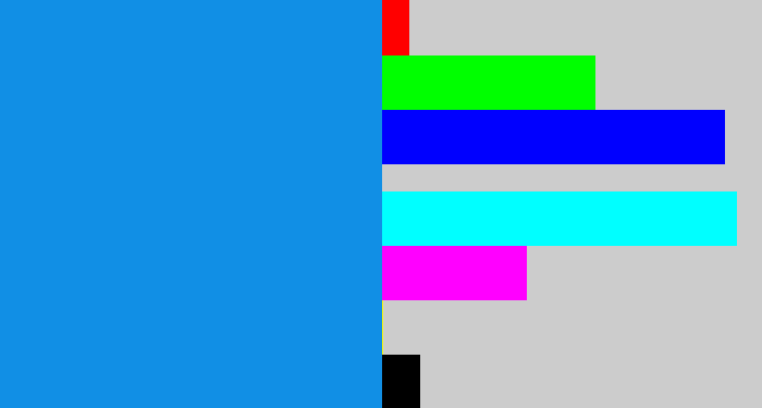 Hex color #118fe5 - azure