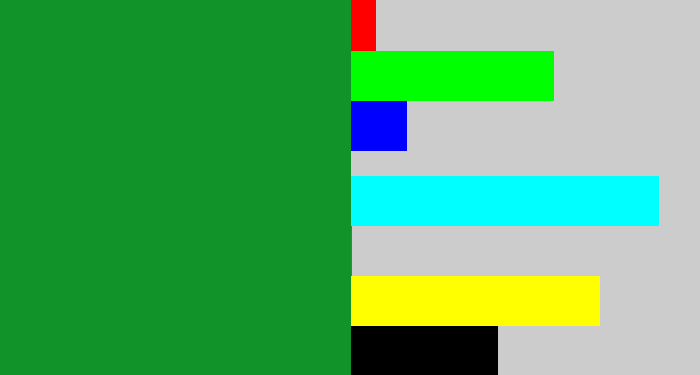 Hex color #11932a - irish green