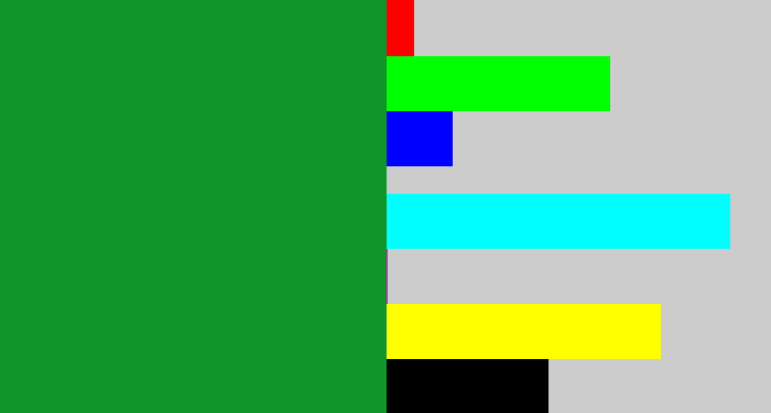 Hex color #11952b - irish green