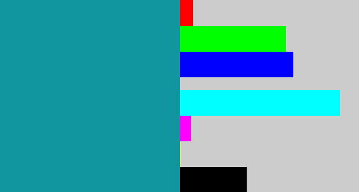 Hex color #1196a0 - blue/green