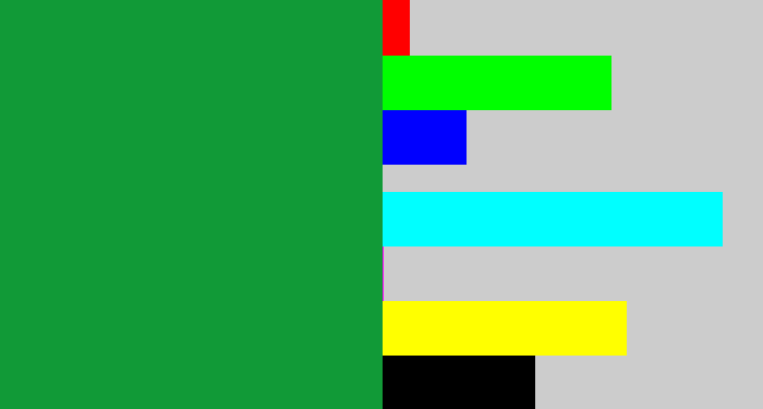 Hex color #119a37 - kelley green