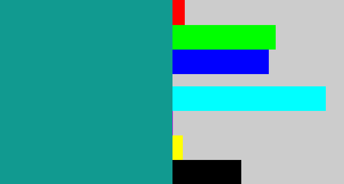 Hex color #119a90 - blue/green