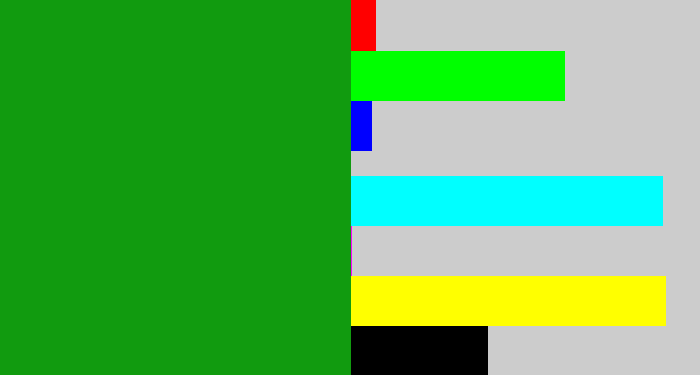 Hex color #119b0f - true green