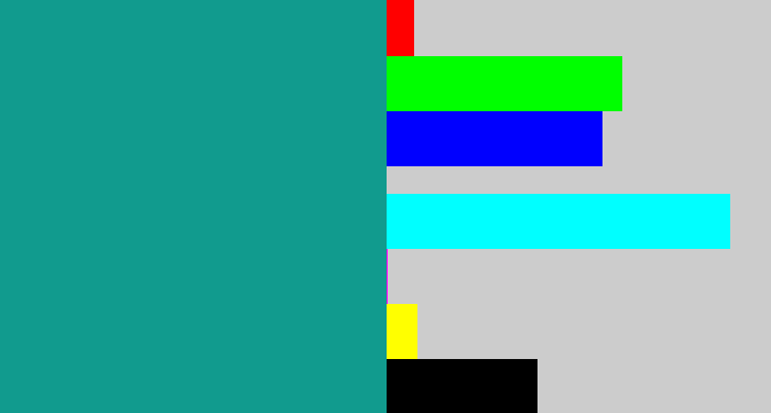 Hex color #119b8e - blue/green