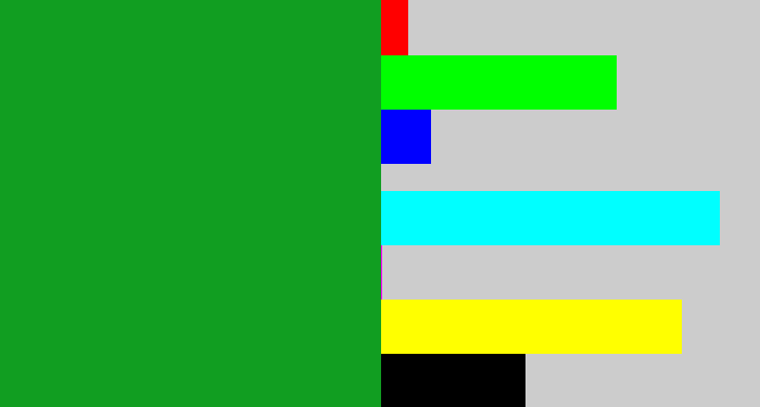 Hex color #119e21 - green