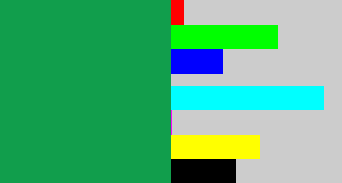 Hex color #119e4c - emerald