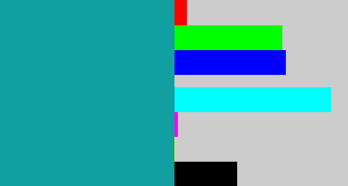 Hex color #119fa2 - blue/green