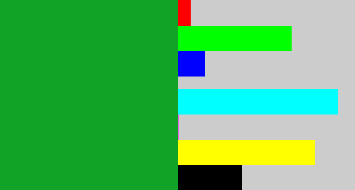 Hex color #11a325 - green