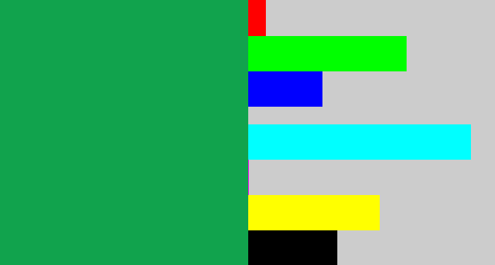 Hex color #11a34d - emerald