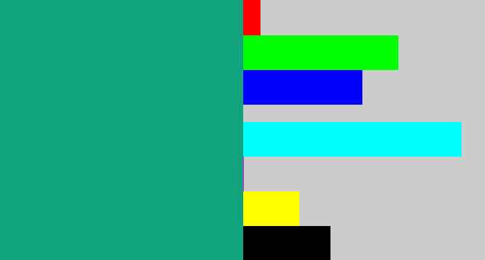 Hex color #11a37e - bluish green