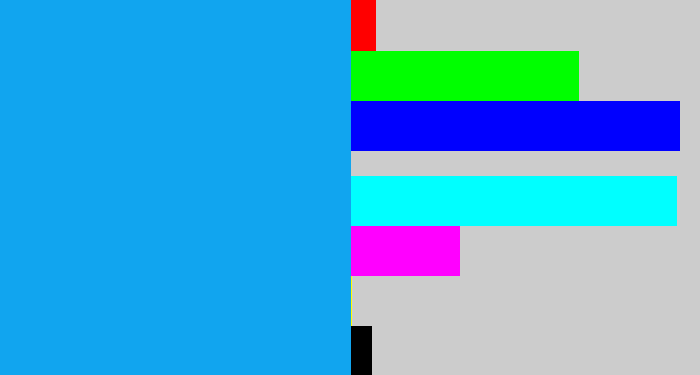Hex color #11a5ef - azure