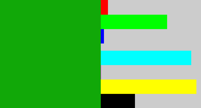 Hex color #11a808 - green
