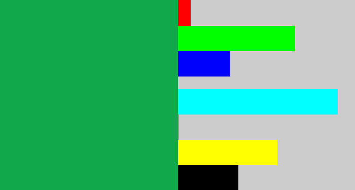 Hex color #11a84a - emerald