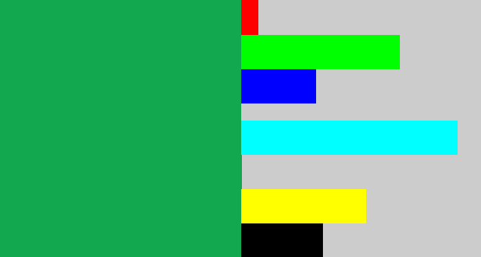 Hex color #11a850 - emerald
