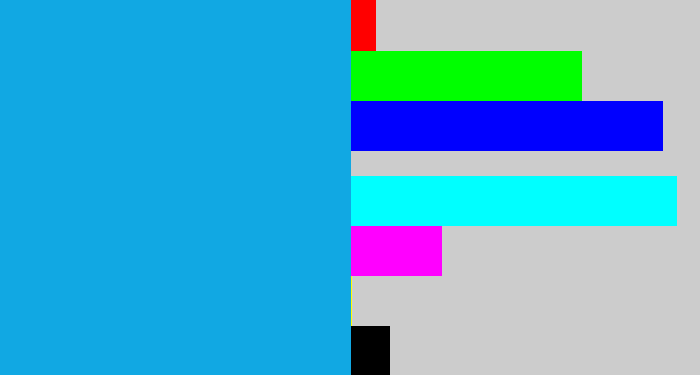 Hex color #11a8e3 - azure