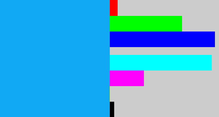 Hex color #11a8f4 - azure