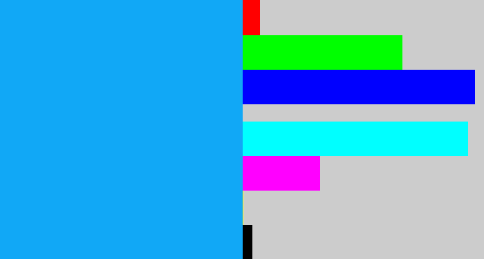 Hex color #11a8f6 - azure