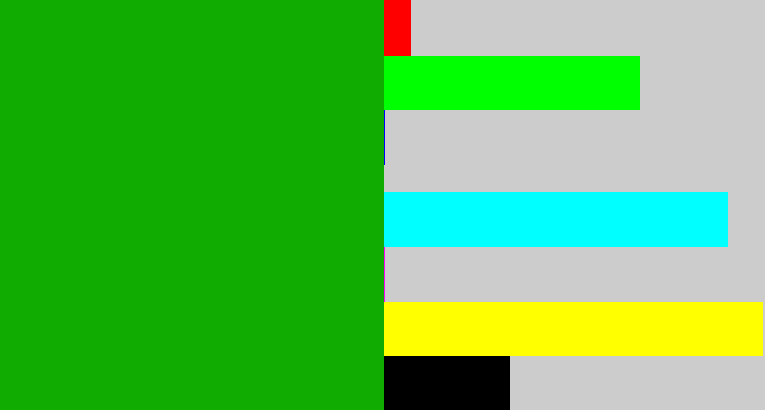 Hex color #11ac01 - green