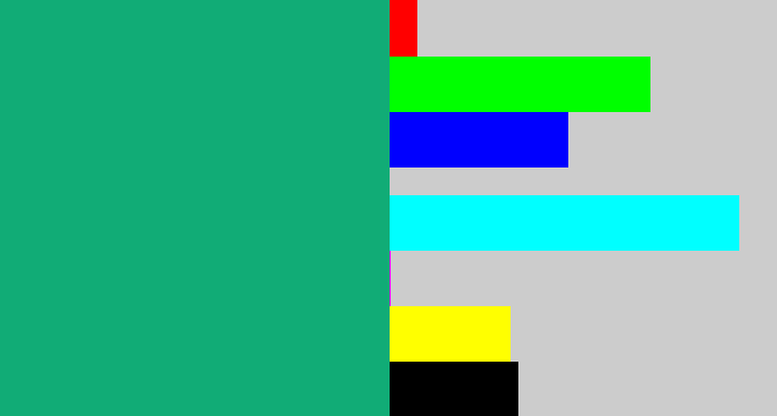 Hex color #11ac76 - bluish green