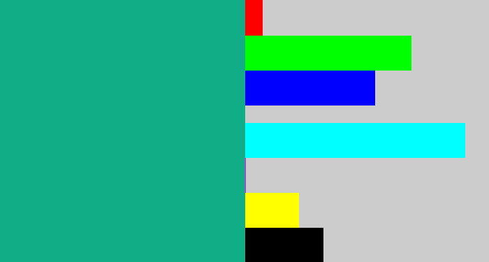Hex color #11ad87 - green blue