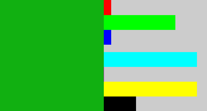 Hex color #11b011 - green