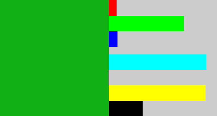 Hex color #11b014 - green