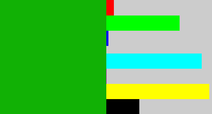 Hex color #11b105 - green