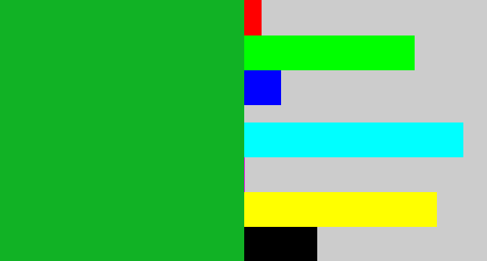 Hex color #11b225 - green