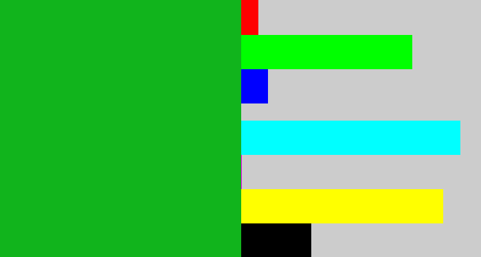 Hex color #11b41c - green