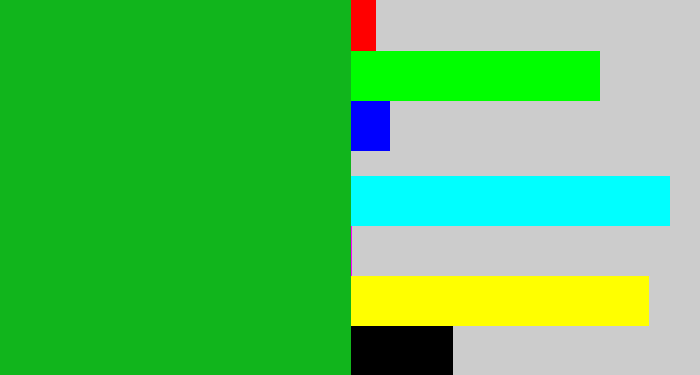 Hex color #11b51c - green