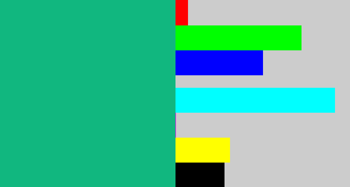 Hex color #11b77f - green teal