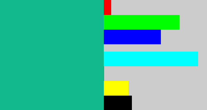 Hex color #11b98c - green blue