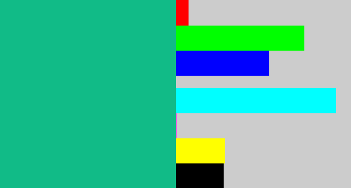 Hex color #11bb87 - green blue