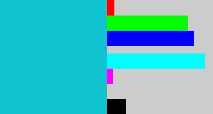 Hex color #11c3d0 - turquoise blue