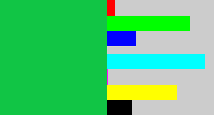 Hex color #11c545 - shamrock green