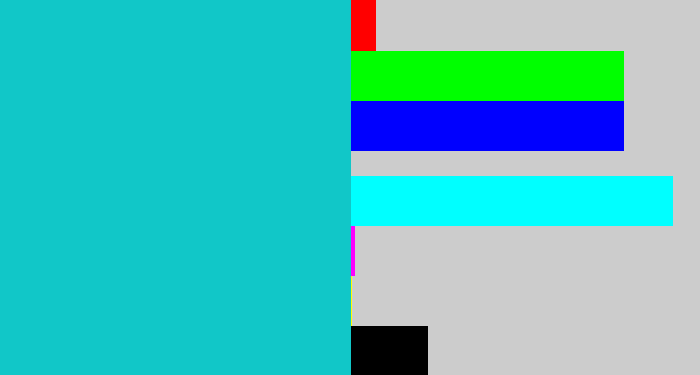Hex color #11c7c8 - turquoise blue