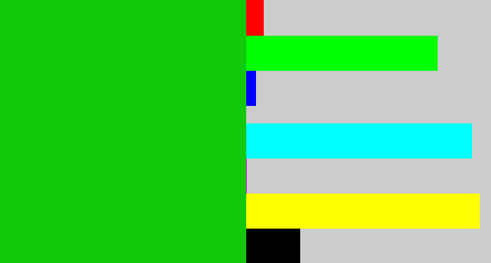 Hex color #11c80b - vibrant green