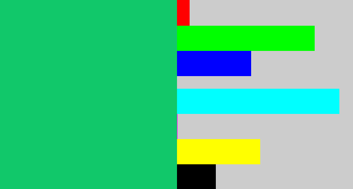 Hex color #11c86a - algae green