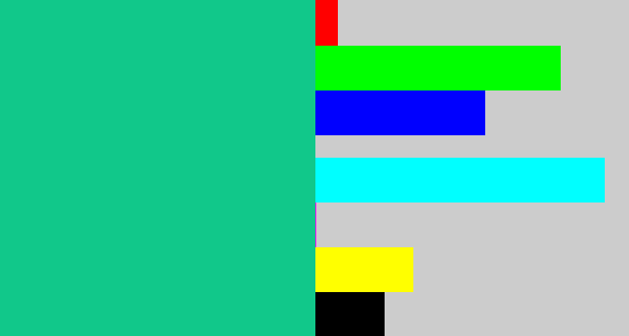 Hex color #11c88a - green/blue