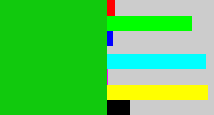 Hex color #11c90d - vibrant green