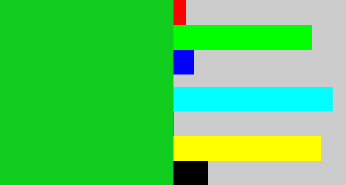Hex color #11cd1e - vibrant green