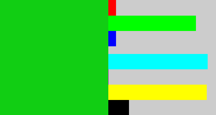 Hex color #11ce13 - vibrant green