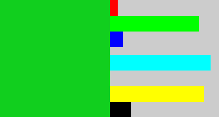Hex color #11cf1e - vibrant green