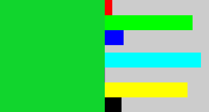 Hex color #11d52d - vibrant green