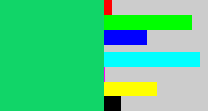 Hex color #11d568 - tealish green